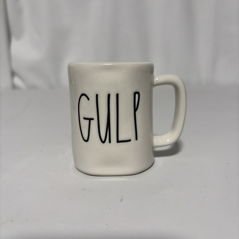 Rae Dunn Miniature Gulp Mini Mug White Ceramic Novelty Small Cup